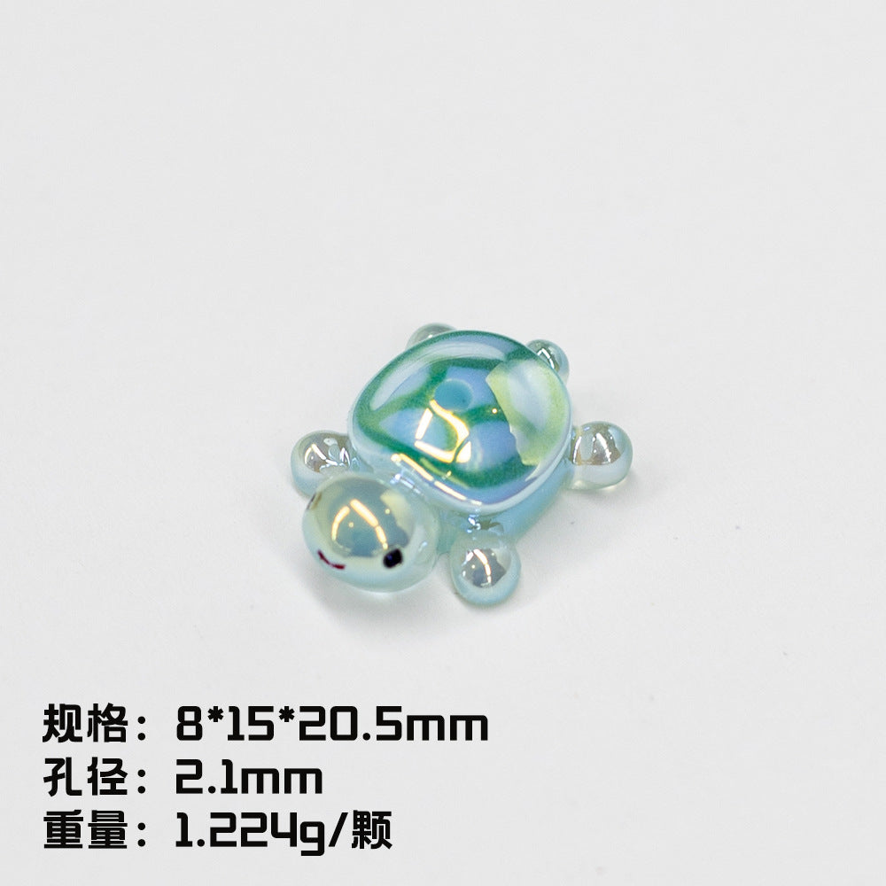 Glow In The Dark 3D Turtle Resin Beads 20mm Colorful Glossy 10pcs 6