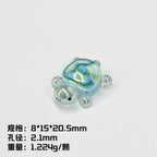 Glow In The Dark 3D Turtle Resin Beads 20mm Colorful Glossy 10pcs 6