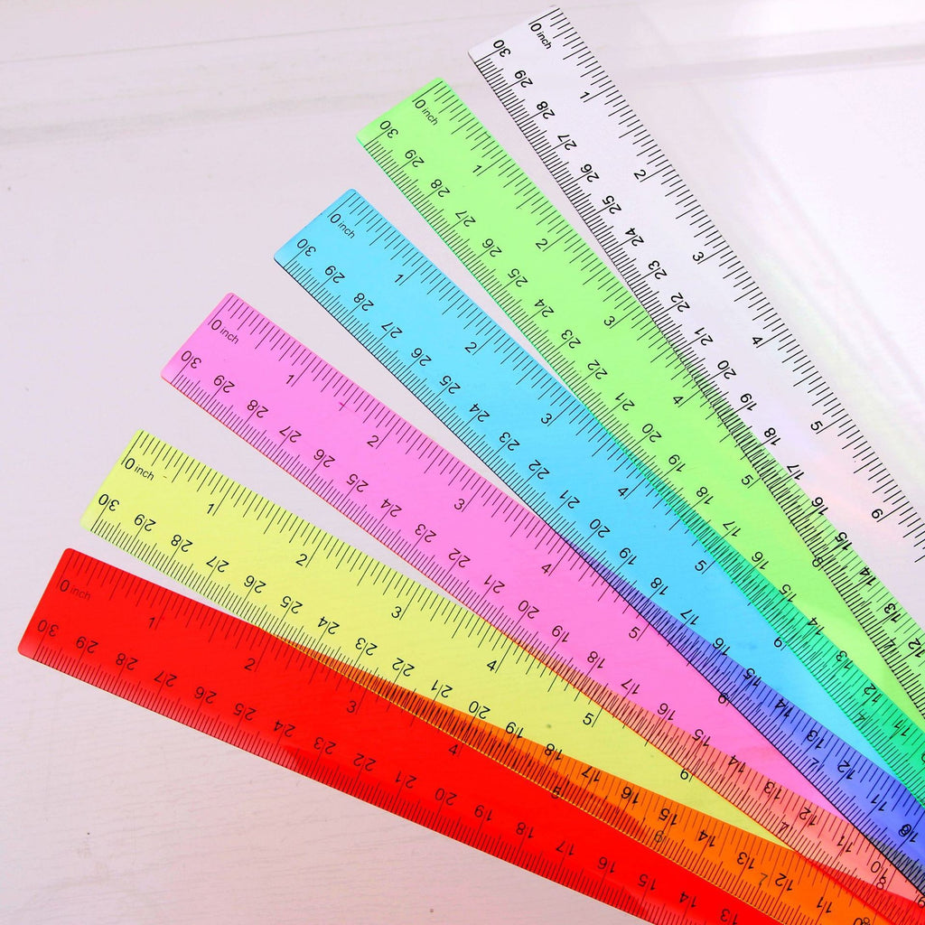 Transparent Plastic Dual Scale Rulers 30cm Colorful 2pcs 3