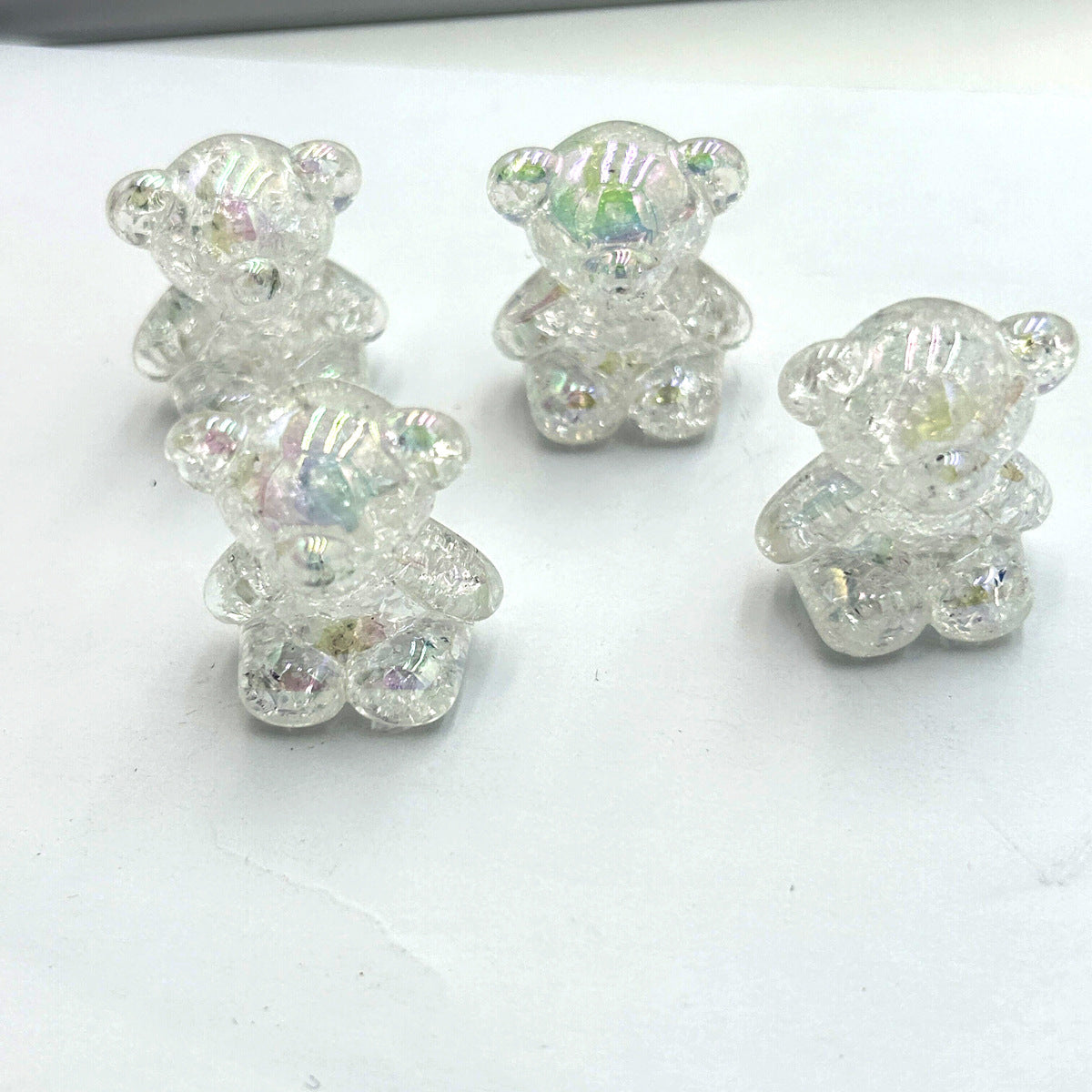 Crackle Bear Acrylic Beads 31mm Glossy Textured Pastel 5pcs 6
