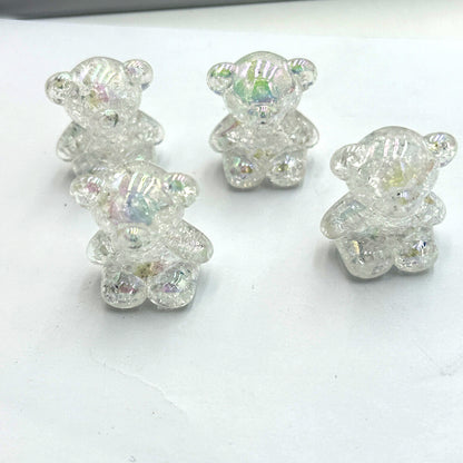 Crackle Bear Acrylic Beads 31mm Glossy Textured Pastel 5pcs 6