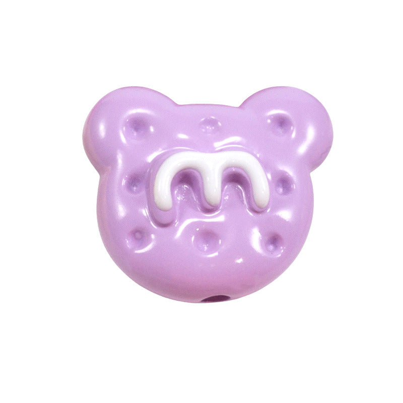 Hand Painted Bear Acrylic Beads 25mm Glossy Colorful 10pcs 18