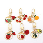 Alloy Avocado Orange Fruit Keychain Metal Colorful Glossy Finish