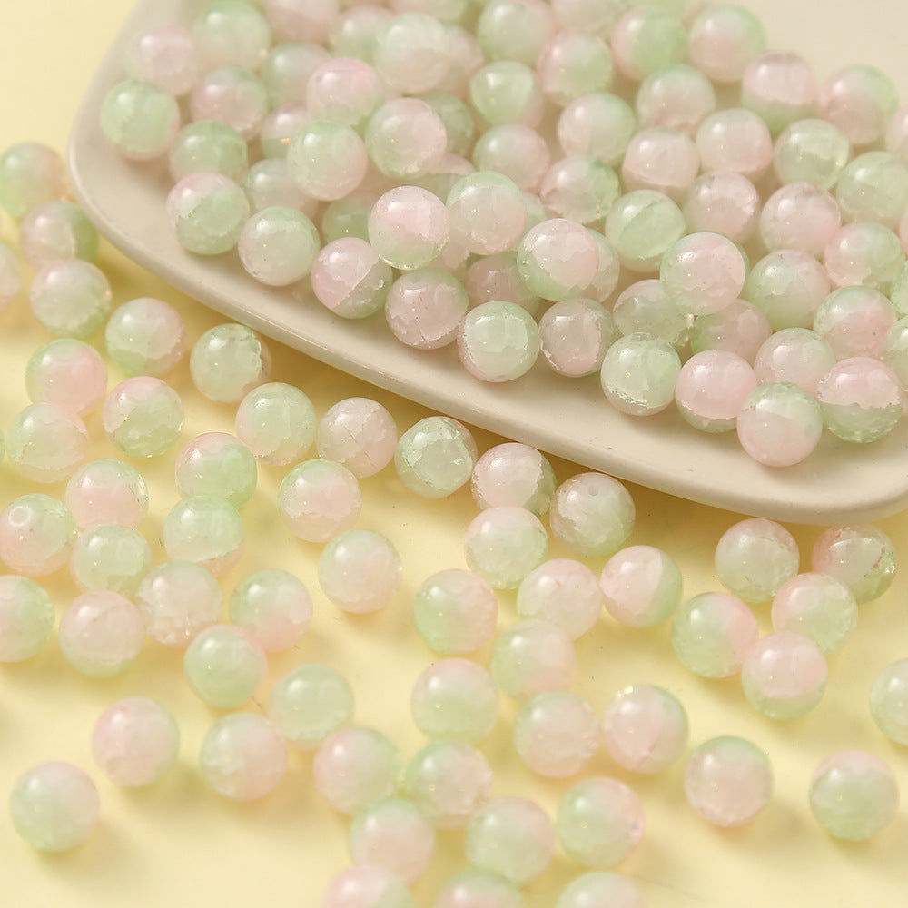 Gradient Crackle Round Glass Beads 10mm Pastel Mixed Colors 100pcs 11