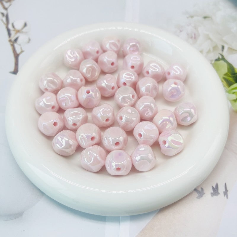 Glow Fig Acrylic Beads 16mm Cream Color Pastel Iridescent 10pcs 6