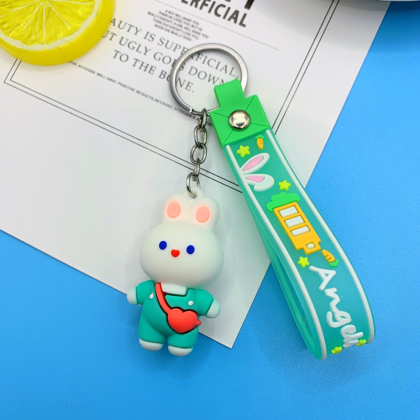 Silicone Rabbit Keychain Cute Pastel Bunny Charm Accessory 7