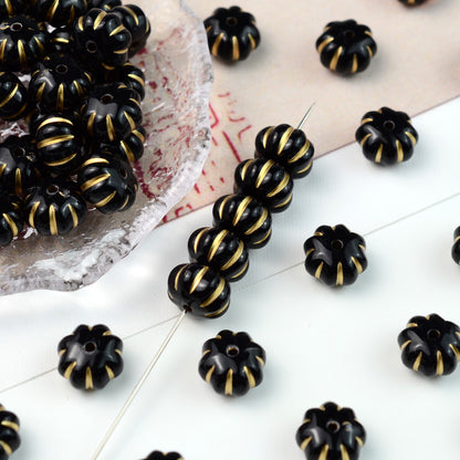 Painted Flattened Pumpkin Acrylic Beads 12mm Mixed Colors 40pcs 7