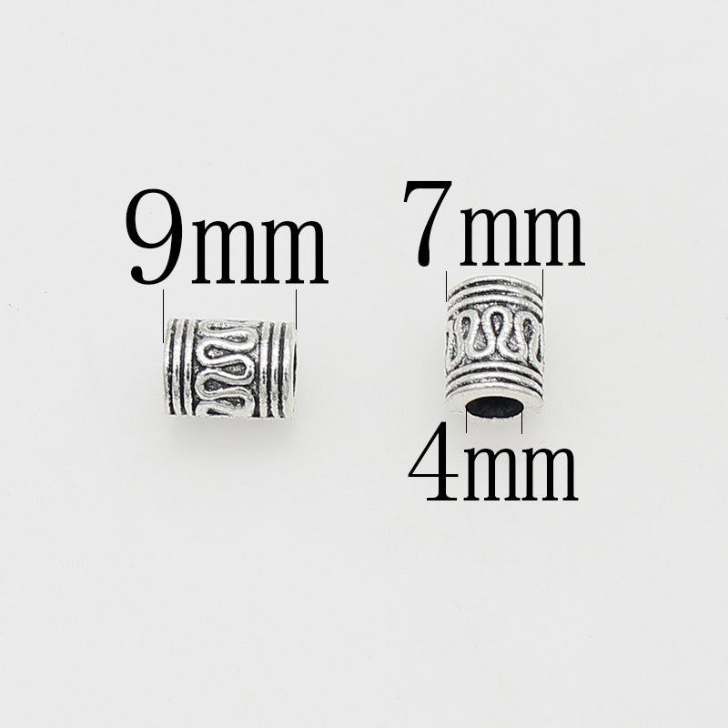 Tube Metal Beads 9mm S Curved Pattern Antique Silver Zinc Alloy 100pcs 6