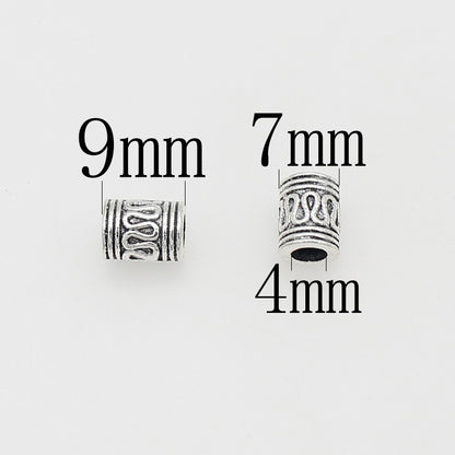 Tube Metal Beads 9mm S Curved Pattern Antique Silver Zinc Alloy 100pcs 6