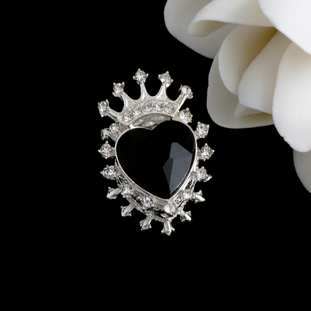Heart Crown Rhinestone Beads Fancy Faceted Circle Badge 10pcs 8