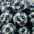 Printed Bubblegum Beads 20mm Black and White Plaid 5pcs 2