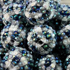 Printed Bubblegum Beads 20mm Black and White Plaid 5pcs 2