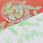 Fresh Leaves Czech Glass Beads 28mm Pastel Embossed Floral 25pcs 4