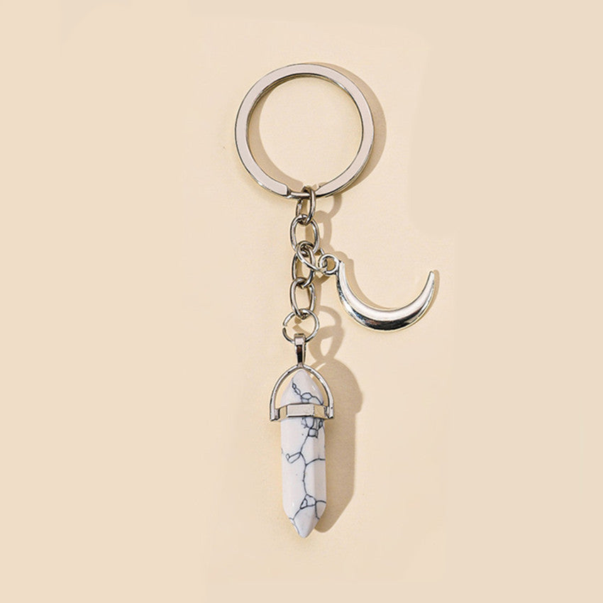 Alloy Pentagram Moon Couple Keychain Celestial Crystal Charm 7