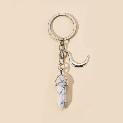 Alloy Pentagram Moon Couple Keychain Celestial Crystal Charm 7