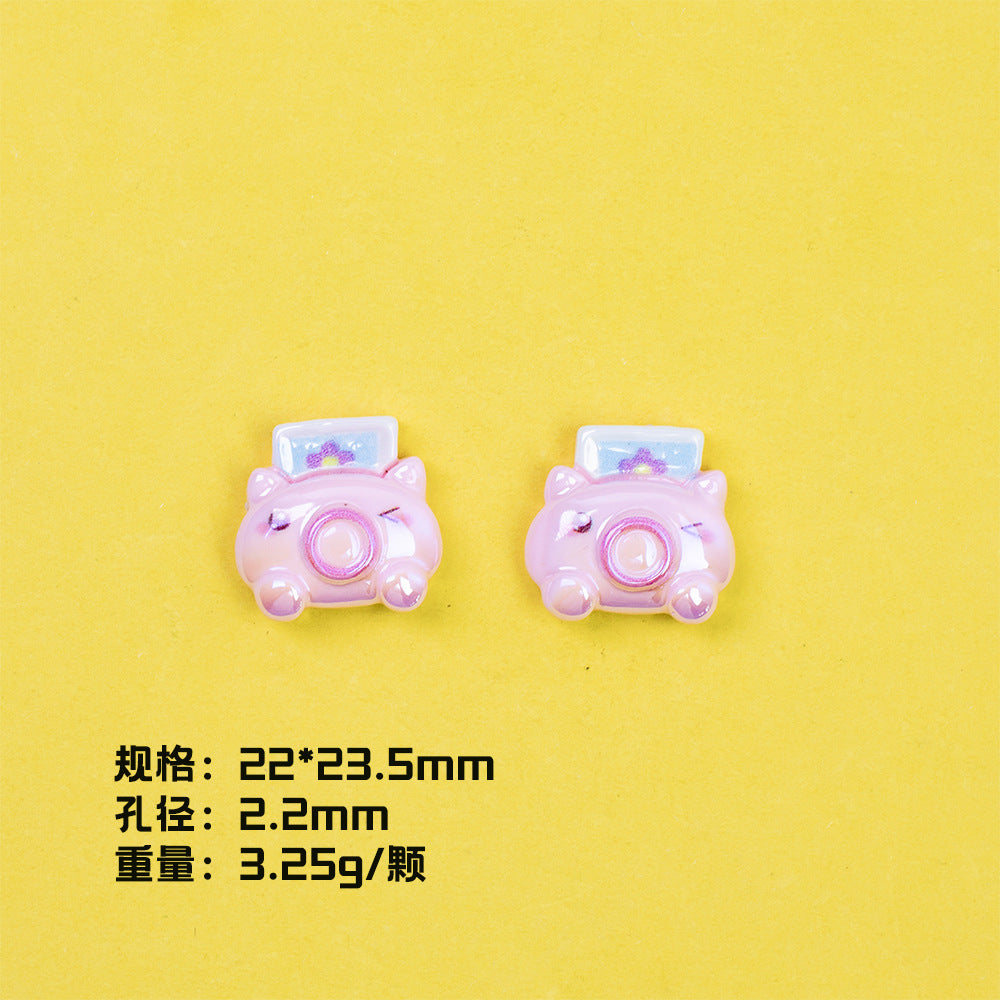Plating Sunflower and Bus Resin Beads Glossy Multicolor 10pcs 11