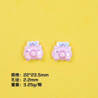 Plating Sunflower and Bus Resin Beads Glossy Multicolor 10pcs 11