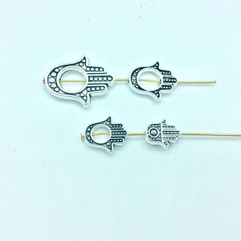 Hamsa Evil Eye Metal Beads Spiritual Silver Black Alloy 100pcs