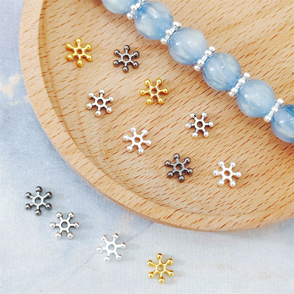 Alloy Snowflake Spacer Beads 7mm Glossy Tibetan Style 100pcs