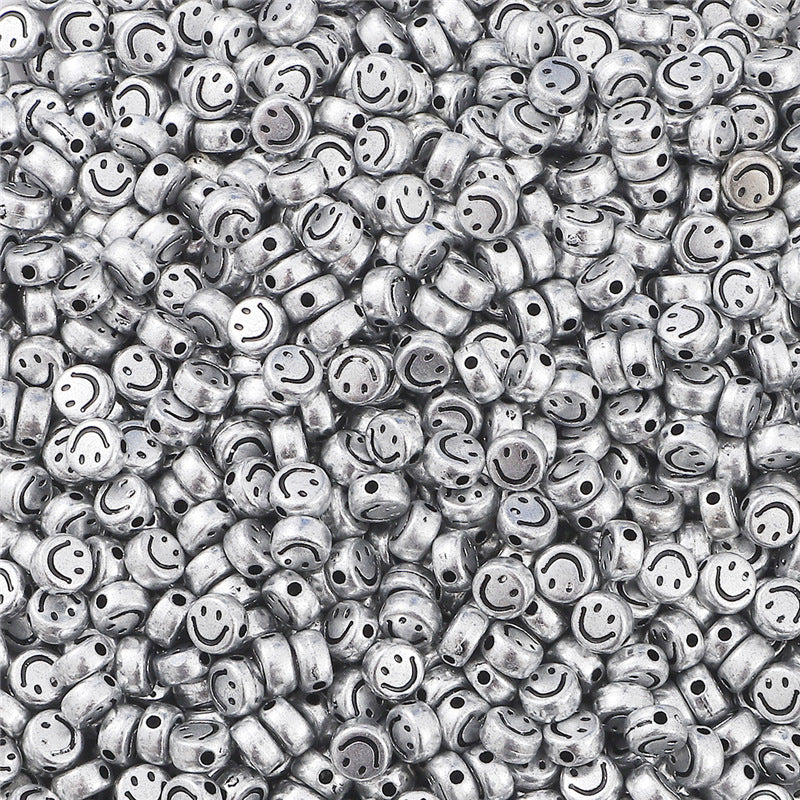 Smiling Face Flat Acrylic Beads 7x4mm Colorful Mixed 200pcs 15