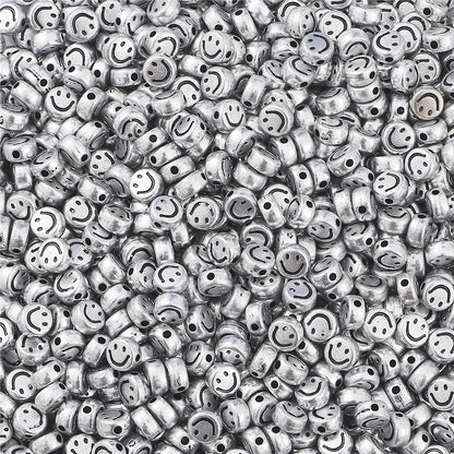 Smiling Face Flat Acrylic Beads 7x4mm Colorful Mixed 200pcs 15