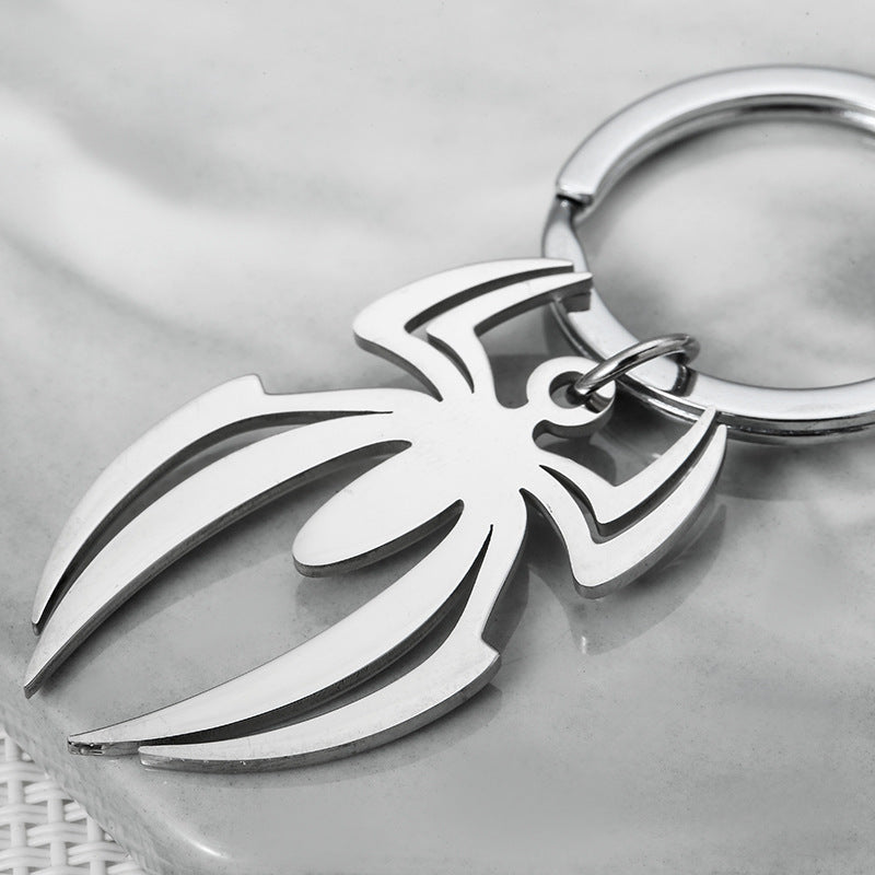 Stainless Steel Halloween Spider Keychain Metallic Finish 3