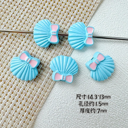 Shell and Mermaid Tail Metal Beads 14mm Glossy Pastel Painted Alloy 10pcs 8
