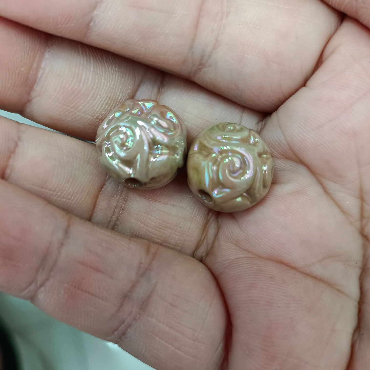 Glow Winding Flower Acrylic Beads 16mm Plated Radiant Colors 100pcs 10