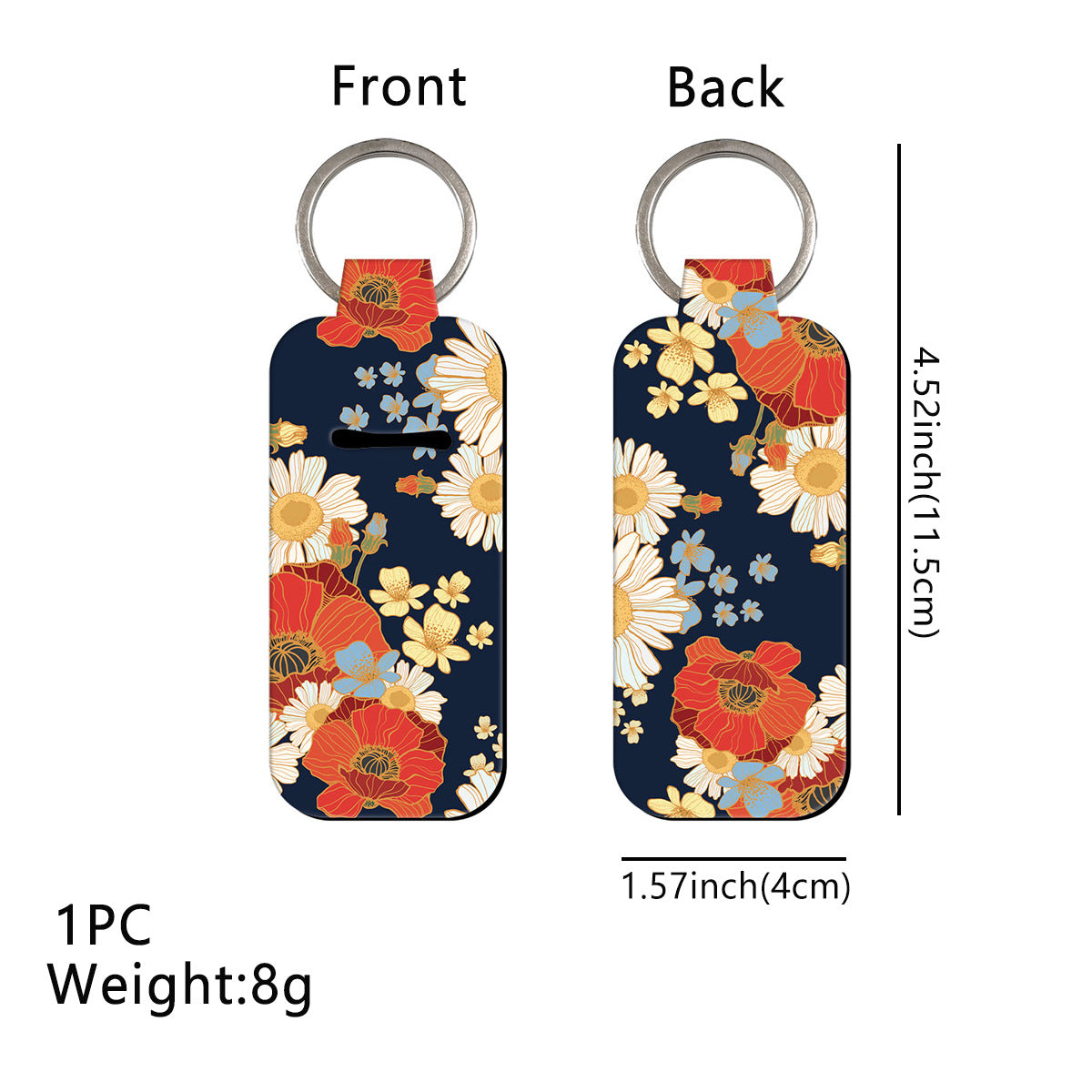 Blossom Pattern Chapstick Holder Neoprene Functional Keychain 3pcs 11