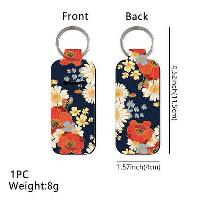 Blossom Pattern Chapstick Holder Neoprene Functional Keychain 3pcs 11