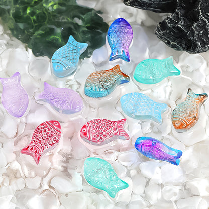 Small Fish Glass Beads 15mm Gradient Color Textured Finish 100pcs 4