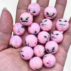 Plating Round Acrylic Beads 16mm Stitched Face Printed 100pcs 2