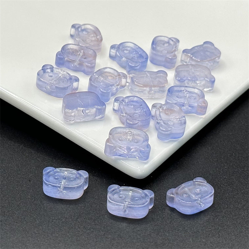 Bear Shape Transparent Glass Beads 14mm Colorful Mix 100pcs 13