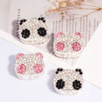 Panda Rhinestone Beads 22mm Clear Black Pink Alloy Encrusted 6pcs 2