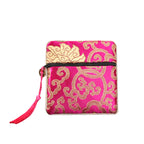 Vintage Chinese Style Brocade Zipper Cloth Pouch 11.5cm 1pc 4