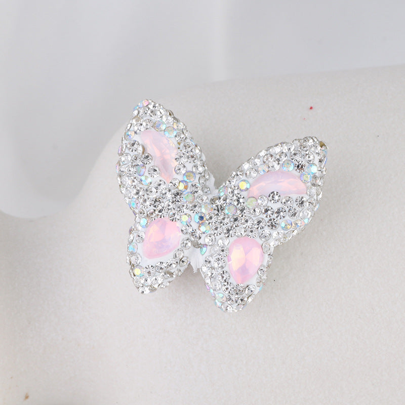 Polymer Clay Butterfly Rhinestone Beads 36mm Napal Style 2pcs 3