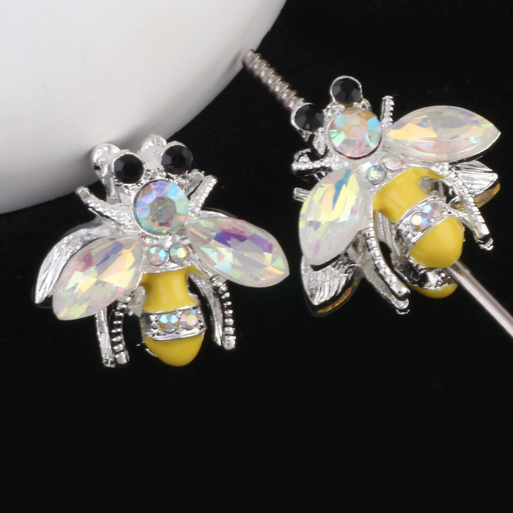 Fancy Bee Alloy Rhinestone Beads 20mm Paved Sparkle 2pcs 11