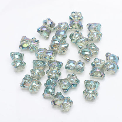 Electroplated Bear Glass Beads 12mm 14mm Mixed Metallic Colors 20pcs 15