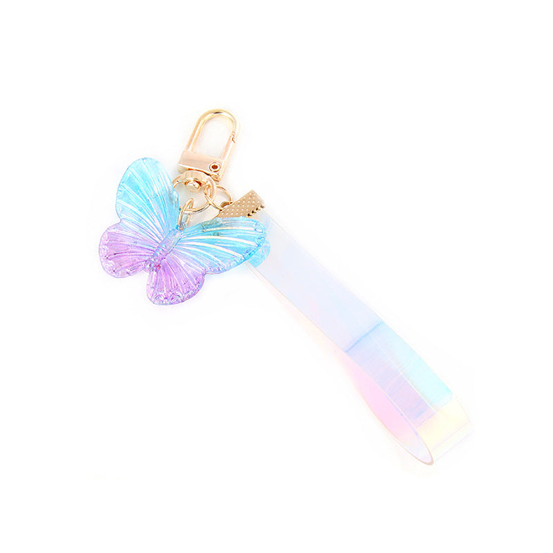 Acrylic Gradient Crystal Butterfly Wristlet Keychain Colorful 5