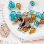 Irregular Hollow Water Drop Blown Glass Beads 22/29mm 4pcs 4