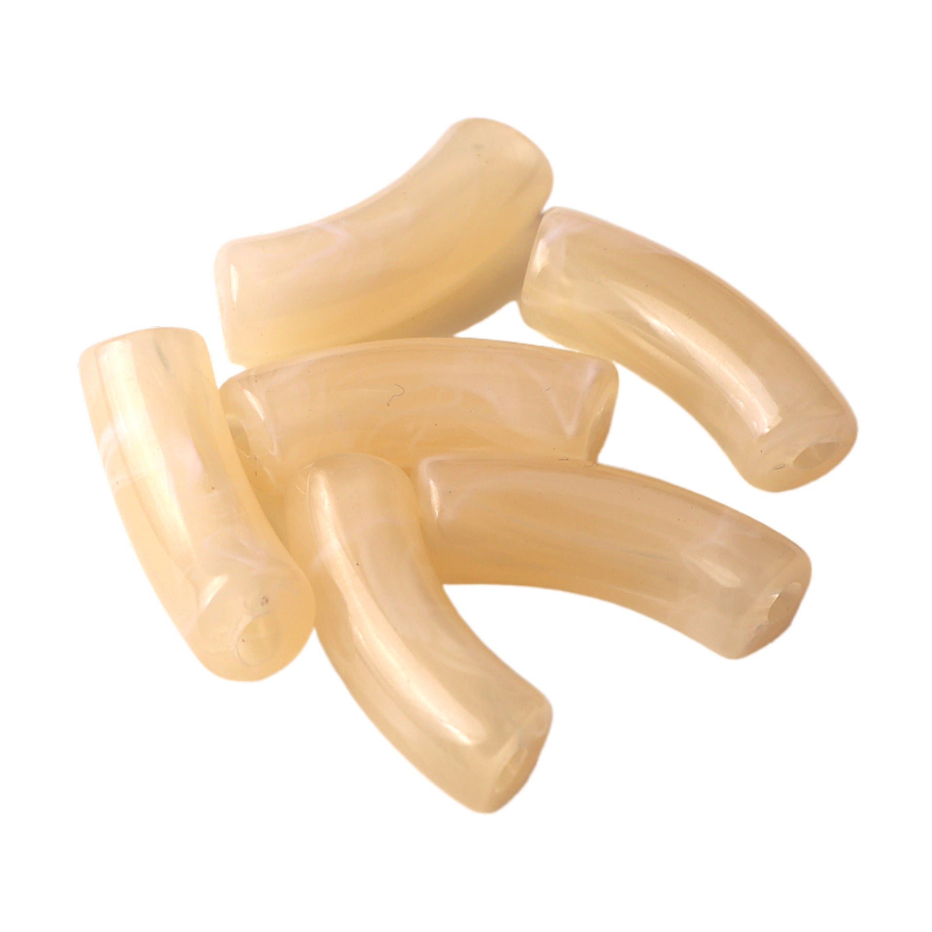 Halo Elbow Tube Acrylic Beads 36mm Glossy Curved Mixed Colors 50pcs 6