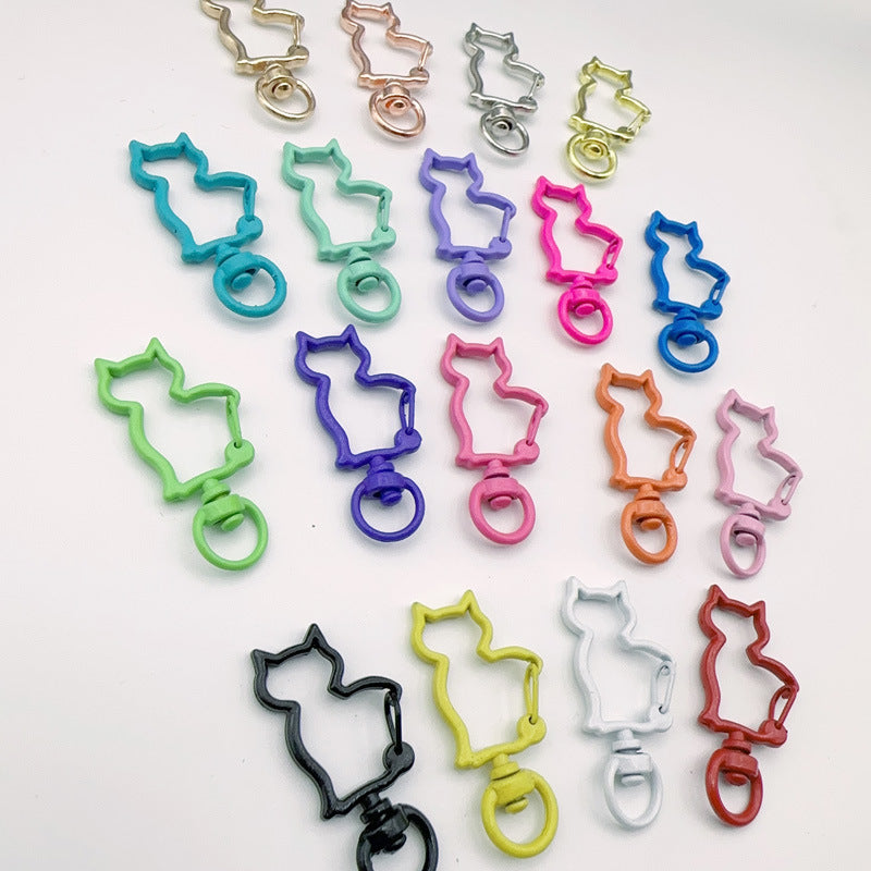 Zinc Alloy Kitten Shaped Colorful Buckle Keychain Clasps 20pcs 37mm 2