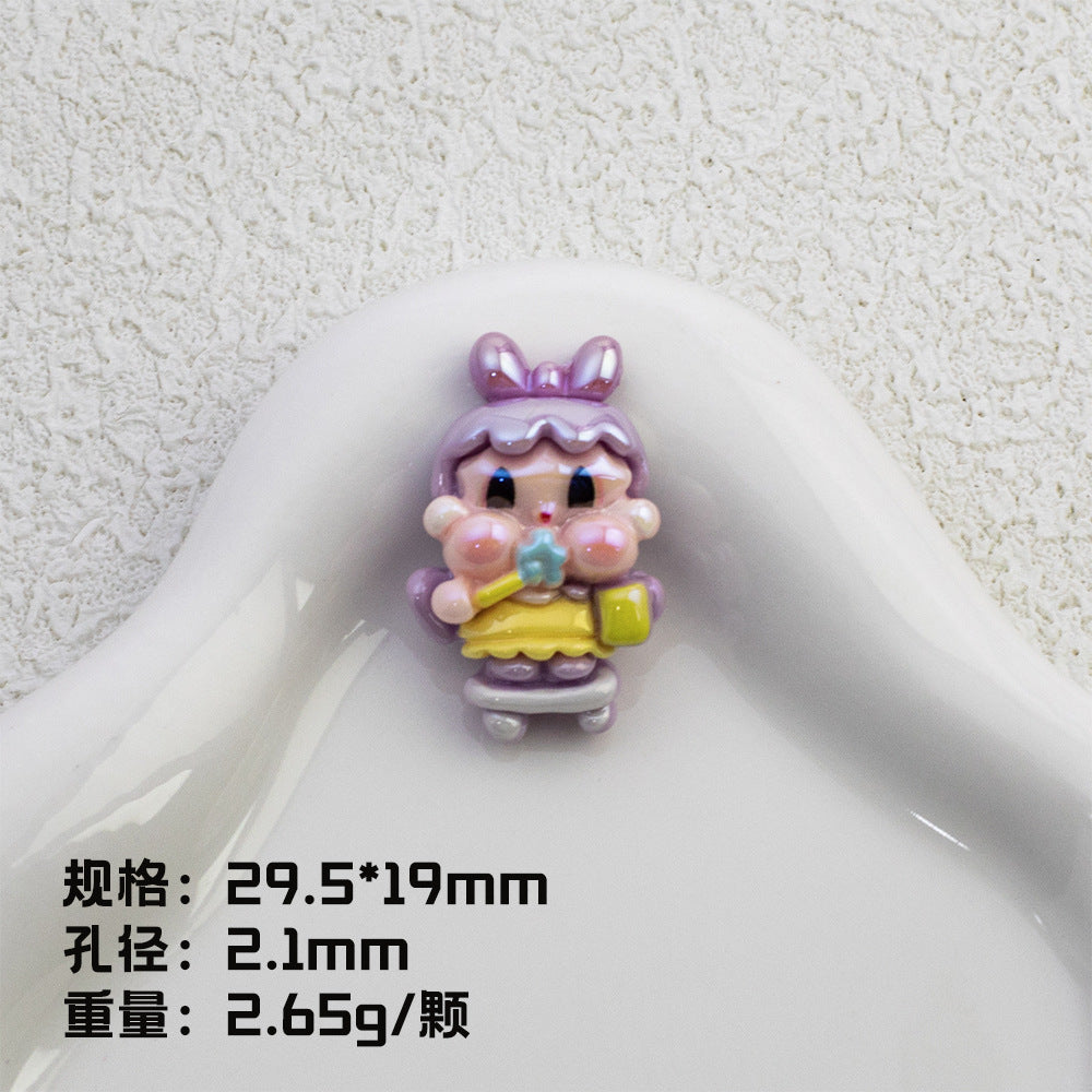 Plating Pop Resin Beads 30mm Crybaby Brushing Teeth Character 10pcs 8