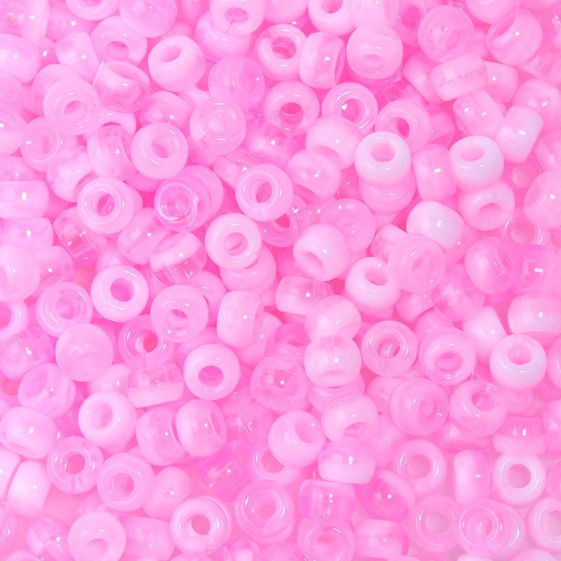 Multicolor Pony Beads Acrylic 9mm Smooth Finish 100pcs 36
