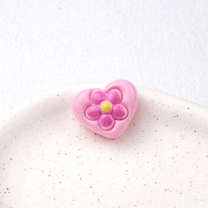 Floral Heart Acrylic Beads 21mm Colorful Mixed 50pcs 6