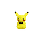 Silicone 3D Focal Beads Pokemon Pikachu Bright Yellow Black Bow Tie 3