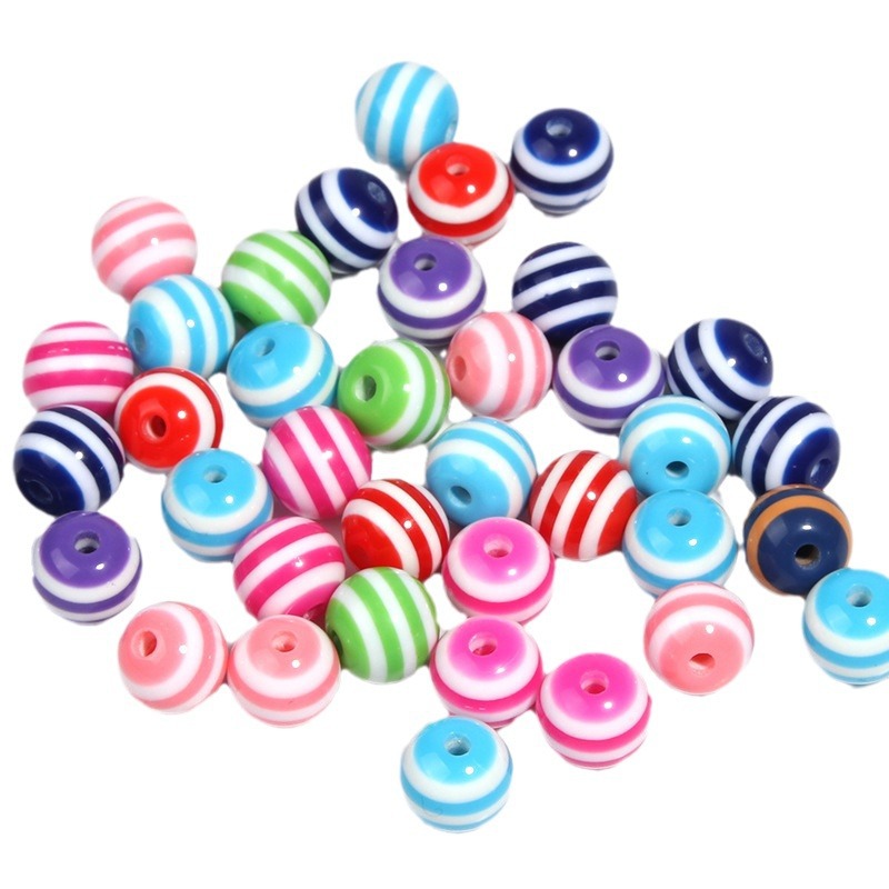 Striped Cylinder Cube Resin Beads 8-10mm Glossy Rainbow Colors 200pcs 5