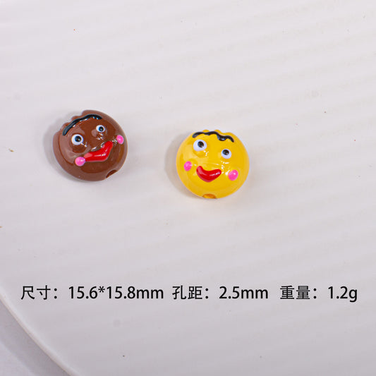 Hand Painted Emoji Acrylic Beads 15mm Colorful Funny 10pcs 2