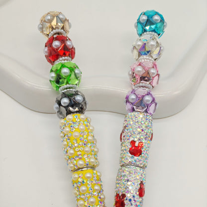 Embellished Bubblegum Beads 16mm Faceted Mini Pearl Paved 4pcs 2