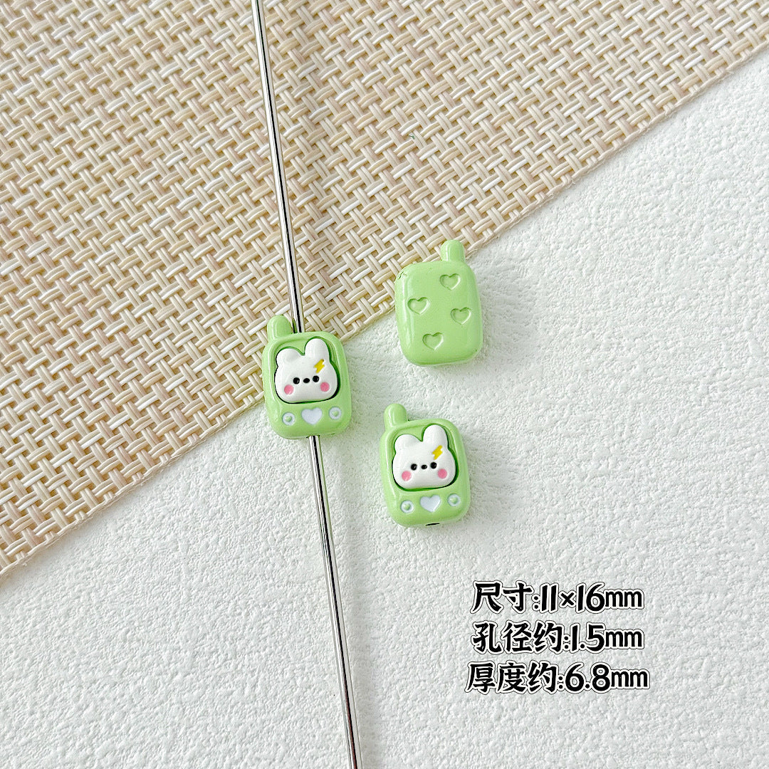 Painted Metal Beads 16mm Enamel Baking Phone & Yogurt Box 10pcs 7